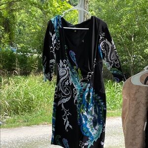 Ronni Nicole Black Dress with Paisley Accents